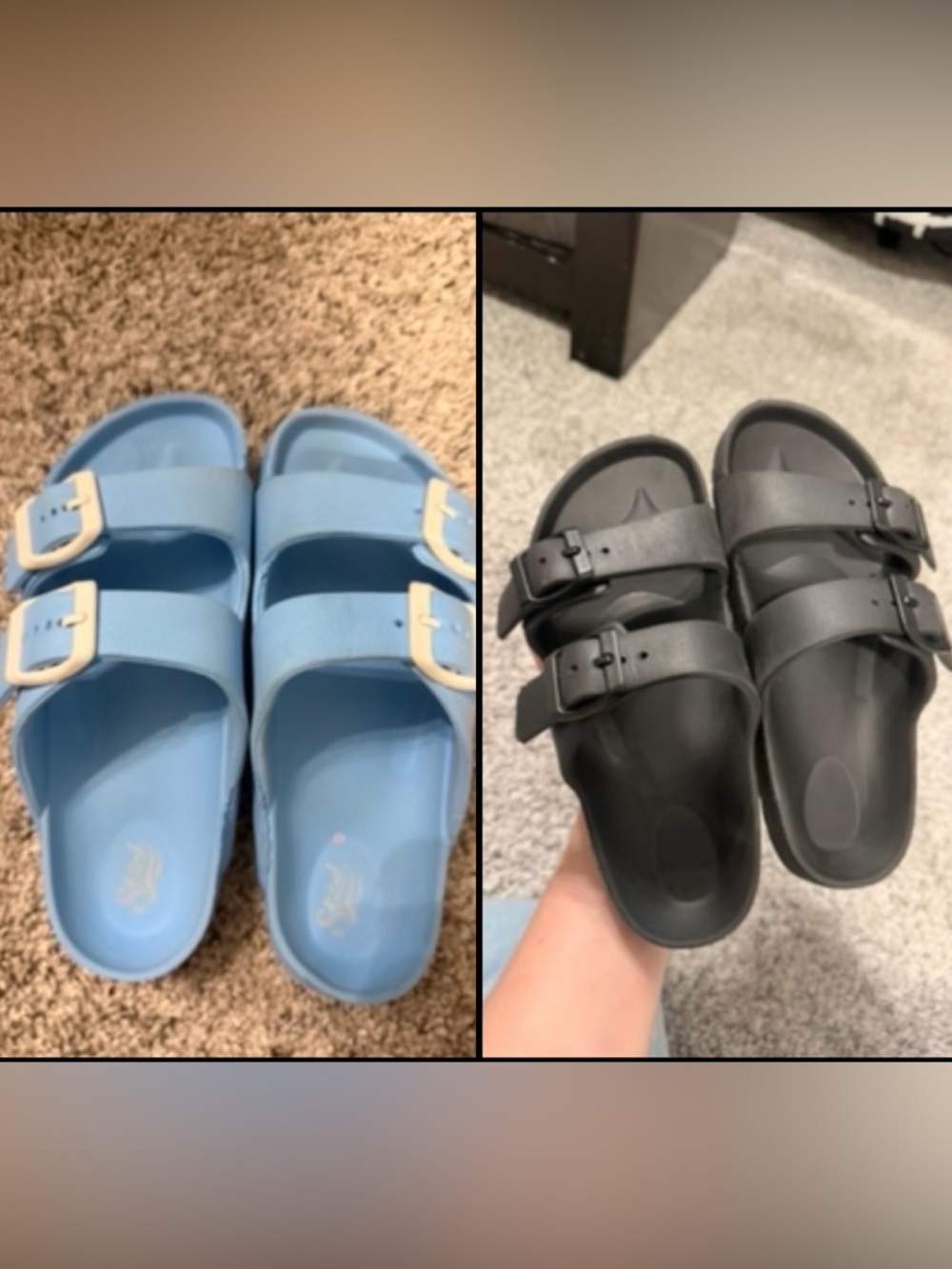 2 Pairs of Kids Double-Buckle Slide Sandals